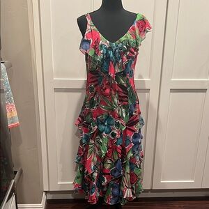 Robbie Bee One Shoulder Floral Dress - Red, Green, Blue 12